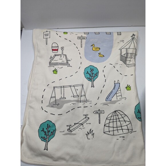 Baby Gap White Let's Go on a Picnic Dog Park Cotton Blanket Security 2016 30x34 - Picture 4 of 10